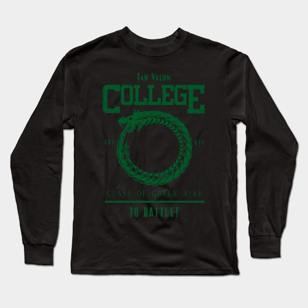 Tar Valon College Green Ajah Symbol Wheel of Time Parody Long Sleeve T-Shirt by TSHIRT PLACE